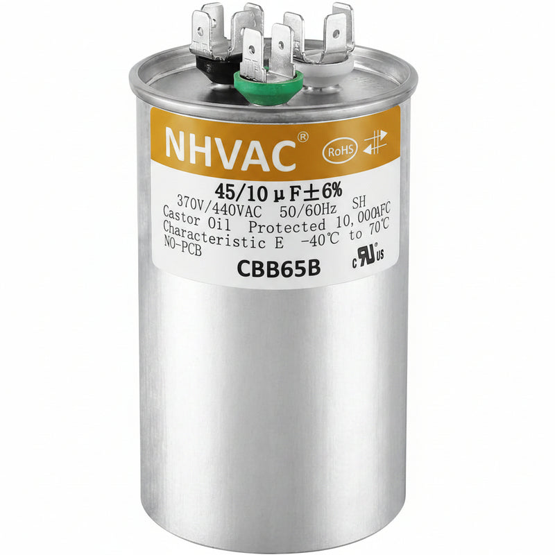 45+10 MFD 370/440V Dual Run Capacitor — Universal AC System