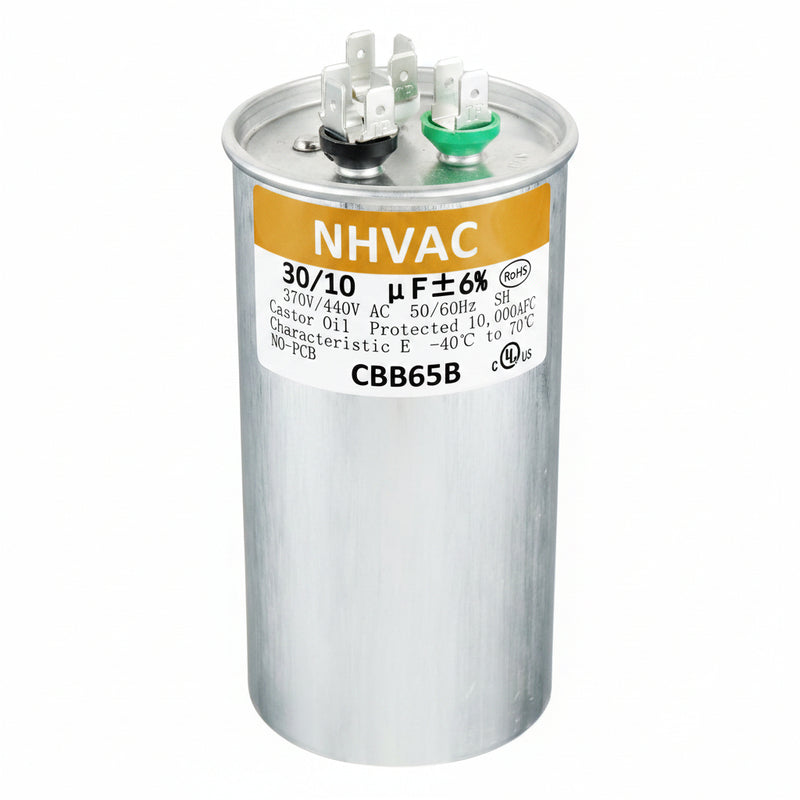 60+5 MFD 370/440V Dual Run Capacitor — Universal AC Compressor & Fan