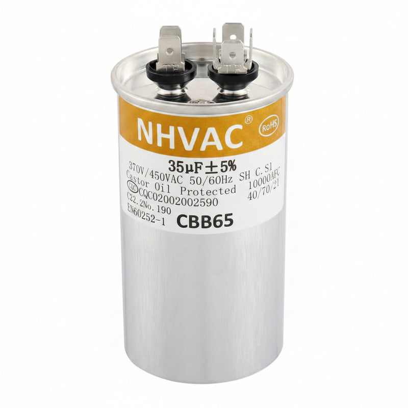 35 MFD 370/440V Round Run Capacitor — Universal AC Motor Replacement