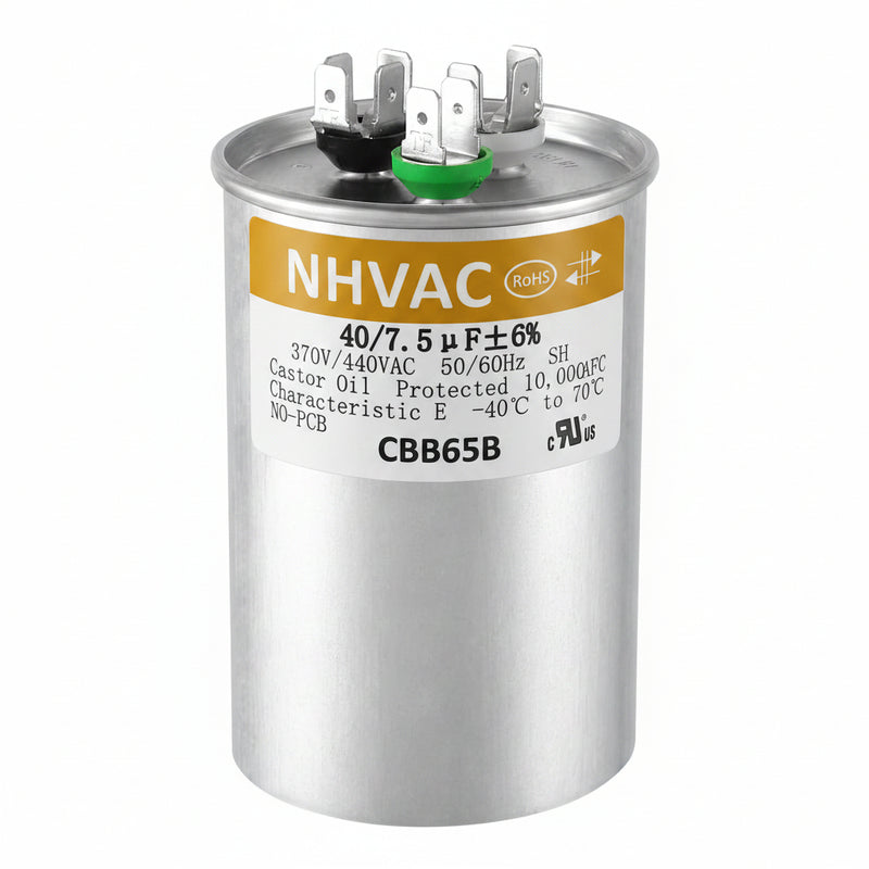 40+7.5 MFD 370/440V Dual Run Capacitor — Universal AC