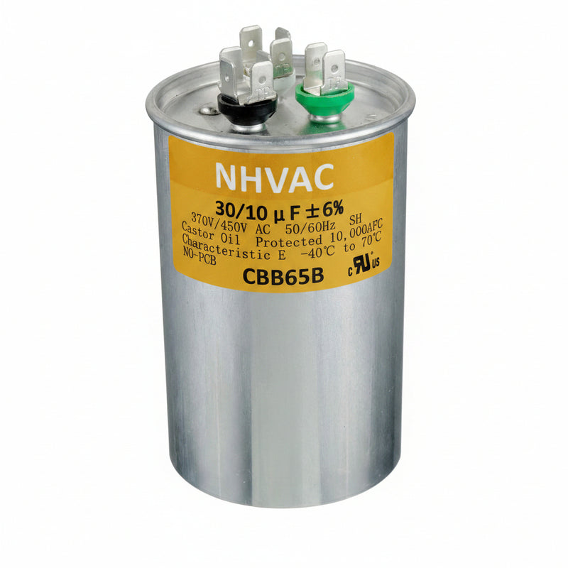 50+5 MFD 370/440V Dual Run Capacitor — Universal AC Compressor & Fan