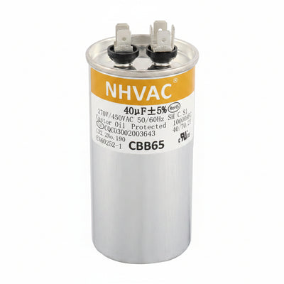 40 MFD 370/440V Round Run Capacitor — Universal AC Motor Replacement