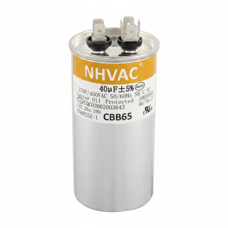 40 MFD 370/440V Round Run Capacitor — Universal AC Motor Replacement
