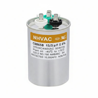15+5 MFD 370/440V Dual Run Capacitor — Universal AC Compressor & Fan