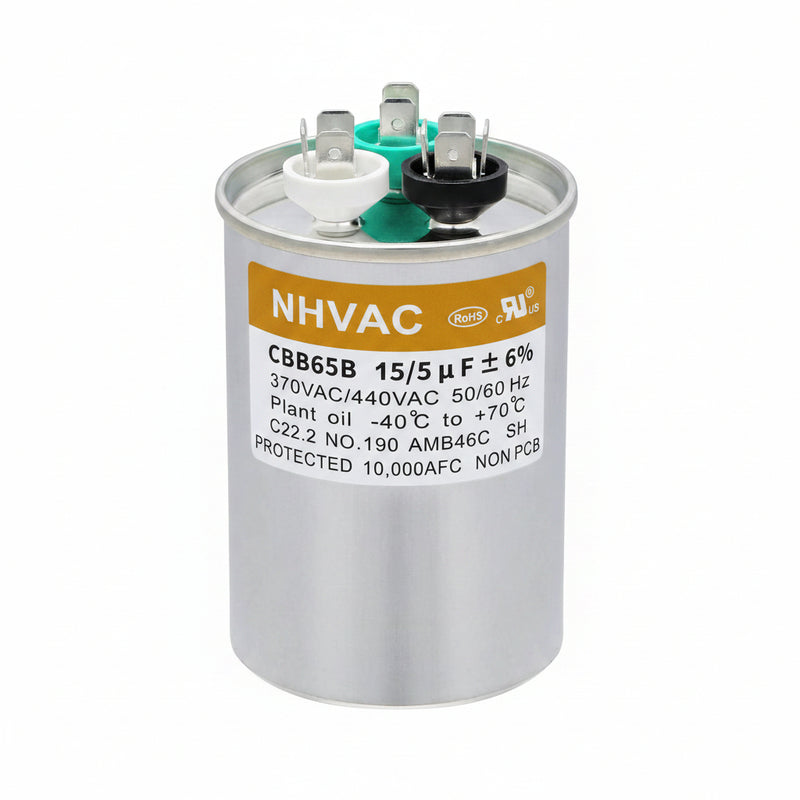 15+5 MFD 370/440V Dual Run Capacitor — Universal AC Compressor & Fan