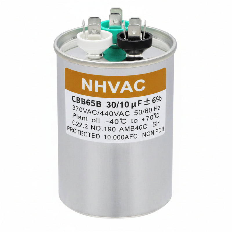 30+10 MFD 370/440V Dual Run Capacitor — Universal AC System