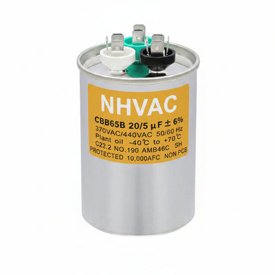 20+5 MFD 370/440V Dual Run Capacitor — Universal AC Compressor & Fan