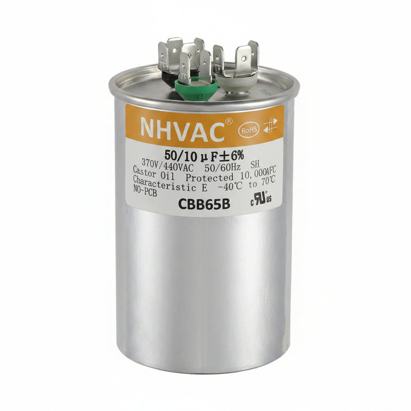 50+10 MFD 370/440V Dual Run Capacitor — Universal AC System