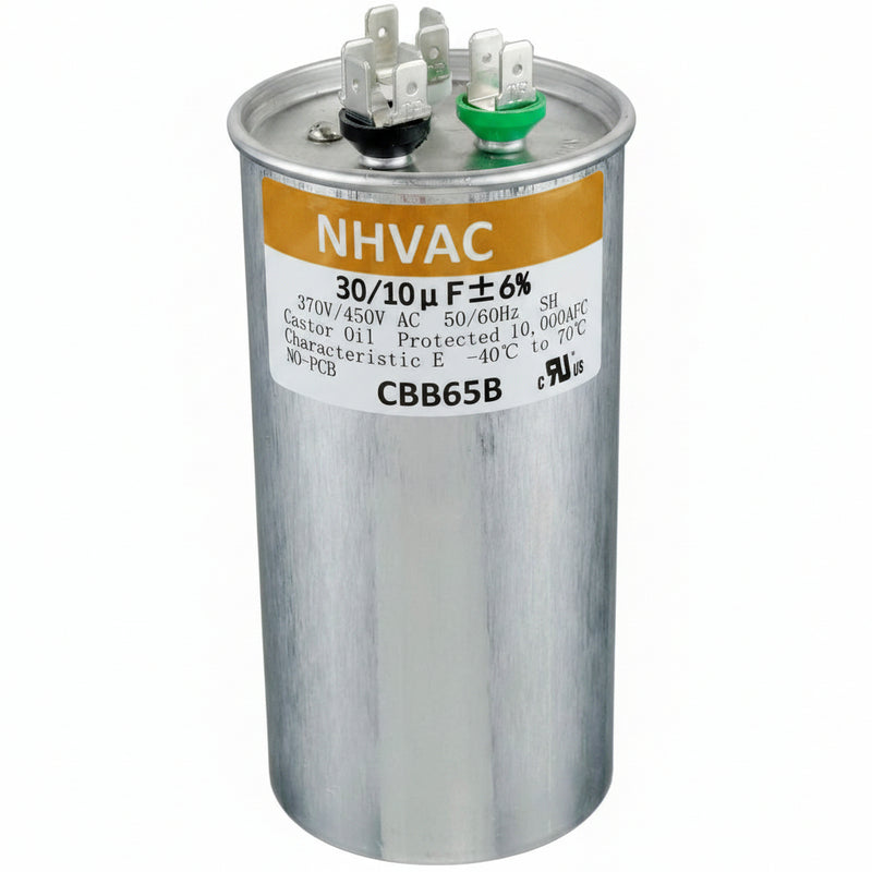 70+5 MFD 370/440V Dual Run Capacitor — Universal AC Compressor & Fan