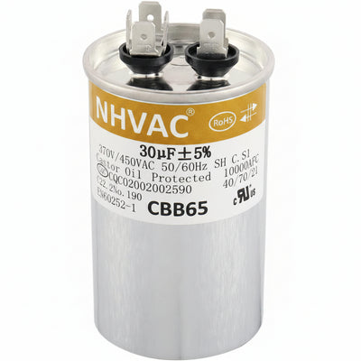 30 MFD 370/440V Round Run Capacitor — Universal AC Motor Replacement