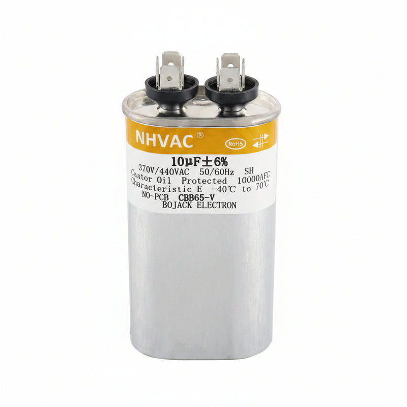 10 MFD 370/440V Round Run Capacitor — Universal AC Motor Replacement