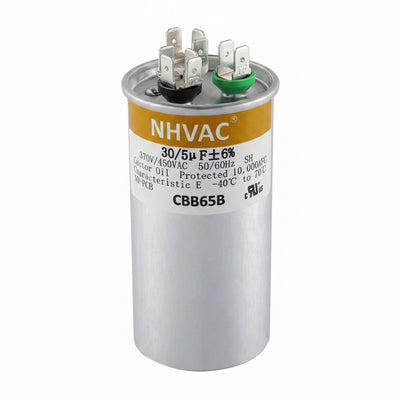 30+5 MFD 370/440V Dual Run Capacitor — Universal AC Compressor & Fan