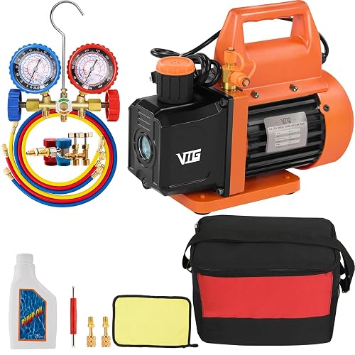 4 CFM Single Stage Rotary Vane Vacuum Pump 1/3 HP HVAC