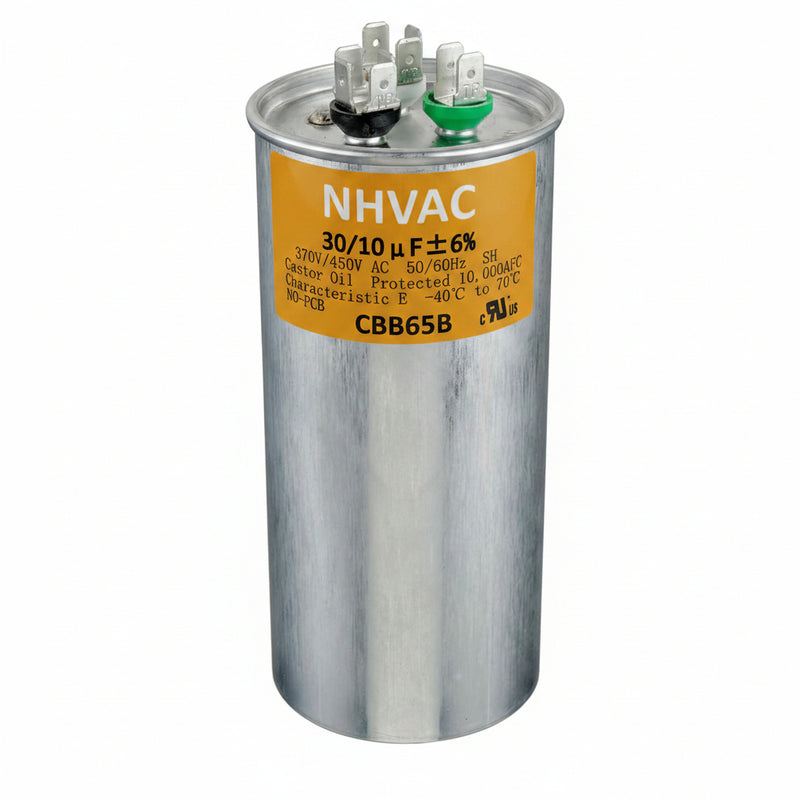 80+5 MFD 370/440V Dual Run Capacitor — Universal AC Compressor & Fan