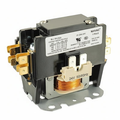1-Pole 25A 24V AC Contactor — Universal HVAC Replacement