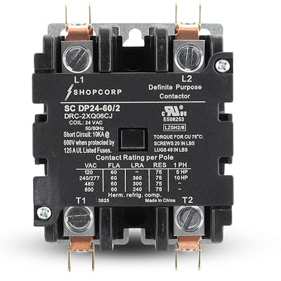 2-Pole 60A 24V AC Contactor — Universal HVAC Replacement