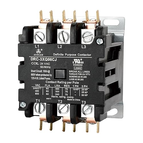 3-Pole 60A 24V AC Contactor — Universal HVAC Replacement
