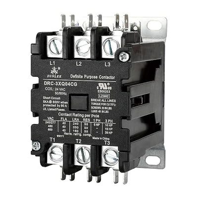 3-Pole 40A 24V AC Contactor — Universal HVAC Replacement