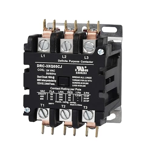 3-Pole 50A 24V AC Contactor — Universal HVAC Replacement