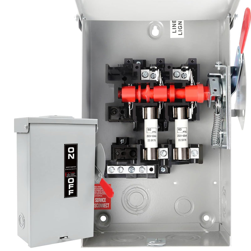 Fusible AC Disconnect 60A — Outdoor HVAC Safety Switch with Fuses
