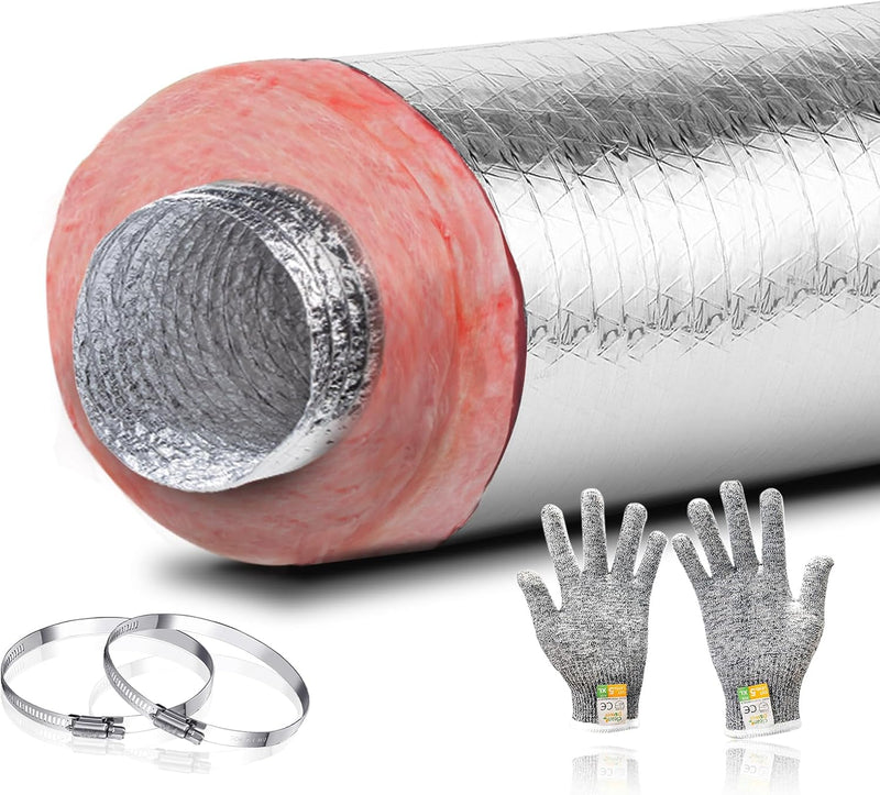 6-Inch Insulated Flexible Duct — 25ft HVAC Flex Duct R-6