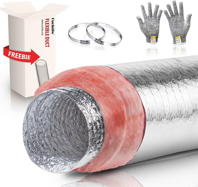 8-Inch Insulated Flexible Duct — 25ft HVAC Flex Duct R-6