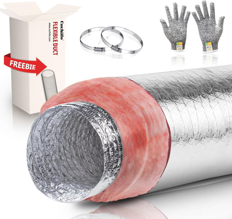 8-Inch Insulated Flexible Duct — 25ft HVAC Flex Duct R-6