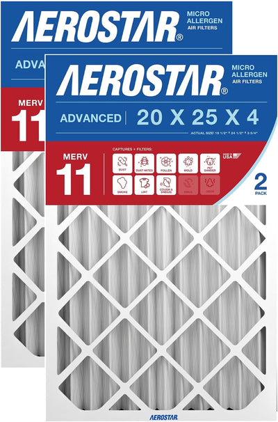 20x25x4 HVAC Air Filter MERV 11 (6-Pack) — Deep Pleated Media Filter