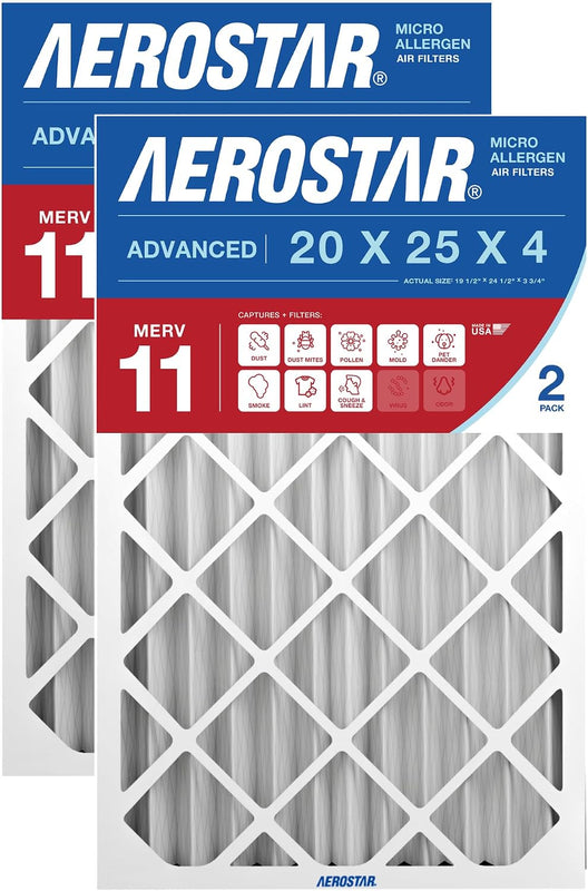 20x25x4 HVAC Air Filter MERV 11 (6-Pack) — Deep Pleated Media Filter