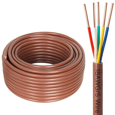 18/5 Thermostat Wire 50ft — 18 Gauge 5-Conductor HVAC Control Cable