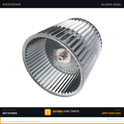 OEM Goodman 10" x 10" Blower Wheel for ARPF486016BA Air Handler — D6723306S