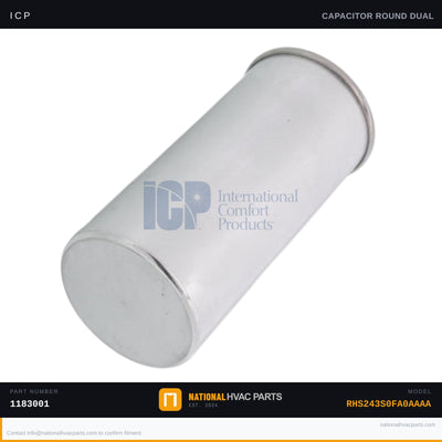 ICP Dual Run Capacitor 35+5 MFD 440V for RHS243S0FA0AAAA — OEM 1183001 | Ships Today