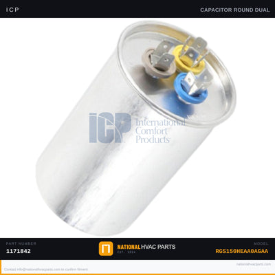 ICP Dual Run Capacitor for RGS150HEAA0AGAA — 45+5 MFD 440V | Ships Today