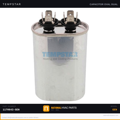 Tempstar Oval Run Capacitor for T8MPN075F16B1 — 10 MFD 370/440V | Ships Today