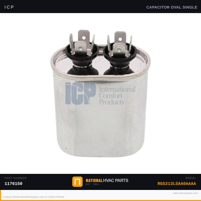 ICP Run Capacitor for RGS213LSAA0AAAA — 7.5 MFD 370V Oval | Ships Today