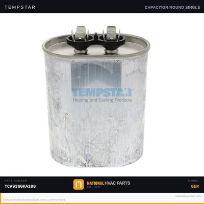 Tempstar 40 MFD 440V Run Capacitor for TCA936GKA100 — Single Run | Ships Today