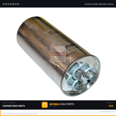 Goodman 70/5 MFD 370V Dual Run Capacitor for SSX140601AB — CAP050700370RTS