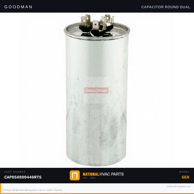 Goodman 80/5 MFD 440V Run Capacitor for WGHP4660AAF — CAP050800440RTS