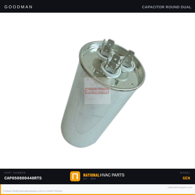 Goodman 80/5 MFD 440V Run Capacitor for WGHP4660AAE — CAP050800440RTS