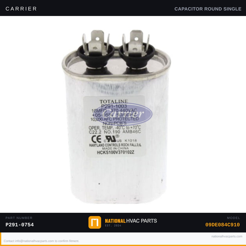 OEM Carrier Run Capacitor Replacement for 09DE084C910 HVAC Unit