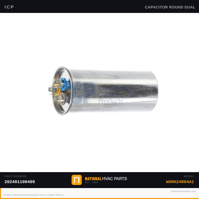 ICP Dual Run Capacitor 35+5 MFD 440V for WAMA24004A1 — Includes Mounting Strap | Ships Today