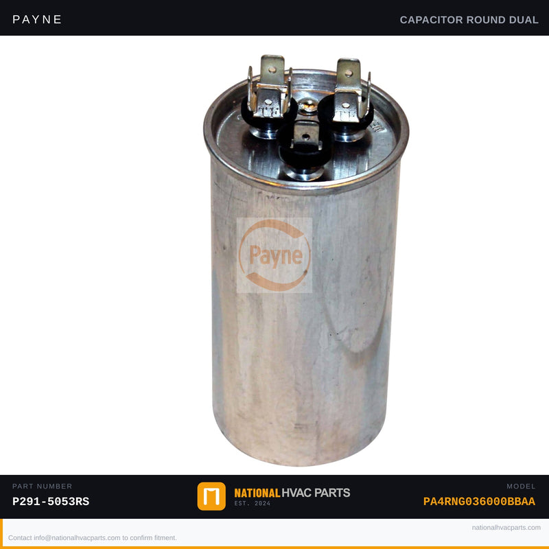 OEM Payne 35+5 MFD Run Capacitor for PA4RNG036000BBAA Dual Round AC Unit