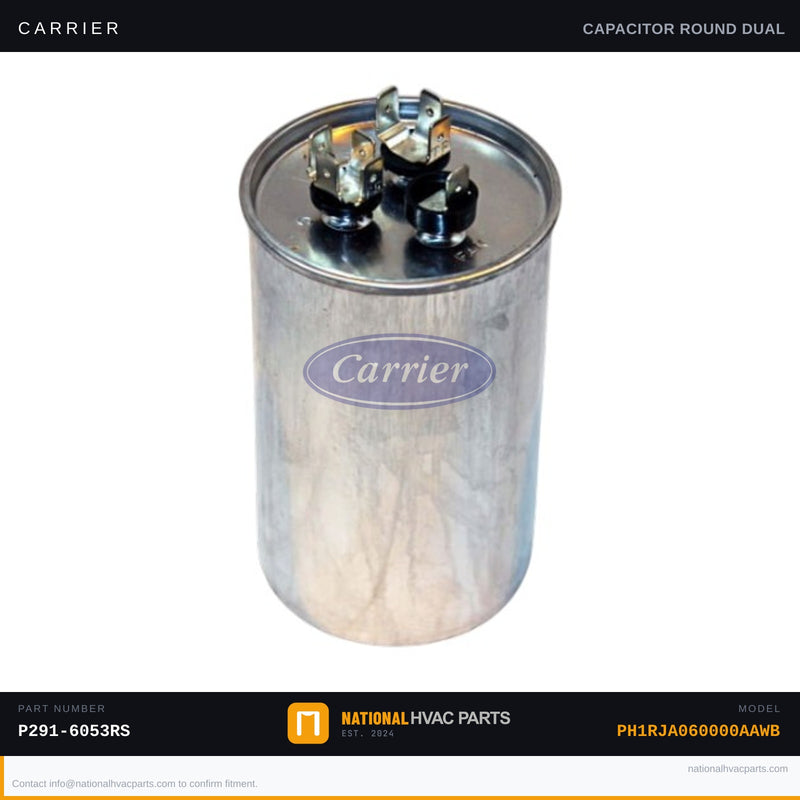 OEM Carrier Dual Run Capacitor 60+5 MFD 370V — PH1RJA060000AAWB