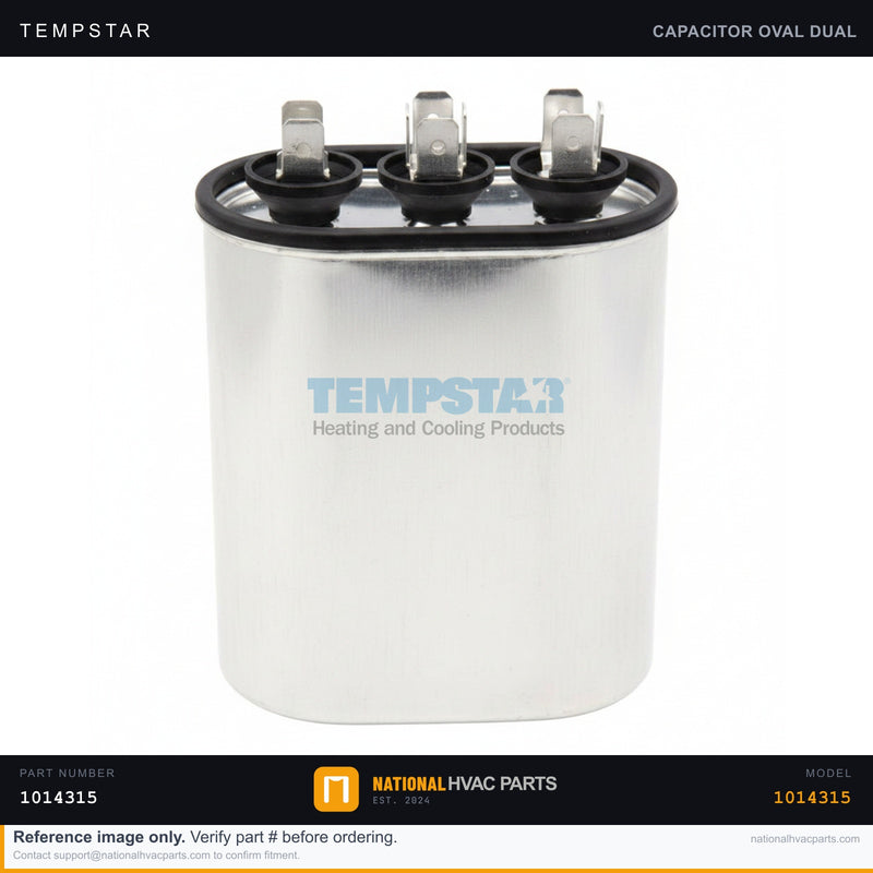 Tempstar Oval Run Capacitor 7.5 MFD 370/440V for T9UHX100L20A1 — OEM 1014315 | Ships Today