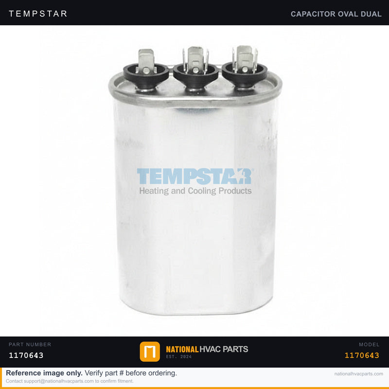 Tempstar Oval Run Capacitor for T8MPN075F16A1 — 10 MFD 370/440V | Ships Today
