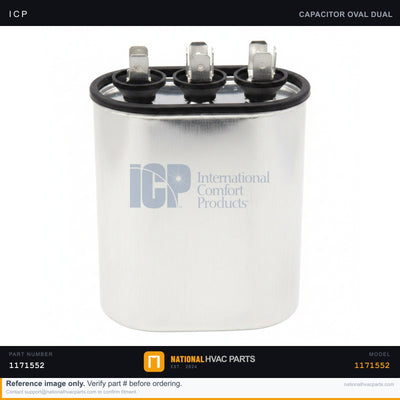 ICP Run Capacitor for RHS036L0BA0AAAA — 45+5 MFD 440V Oval | Ships Today