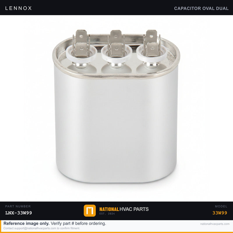 OEM Lennox Dual Run Capacitor 40+10 MFD 370V Oval — 33W99