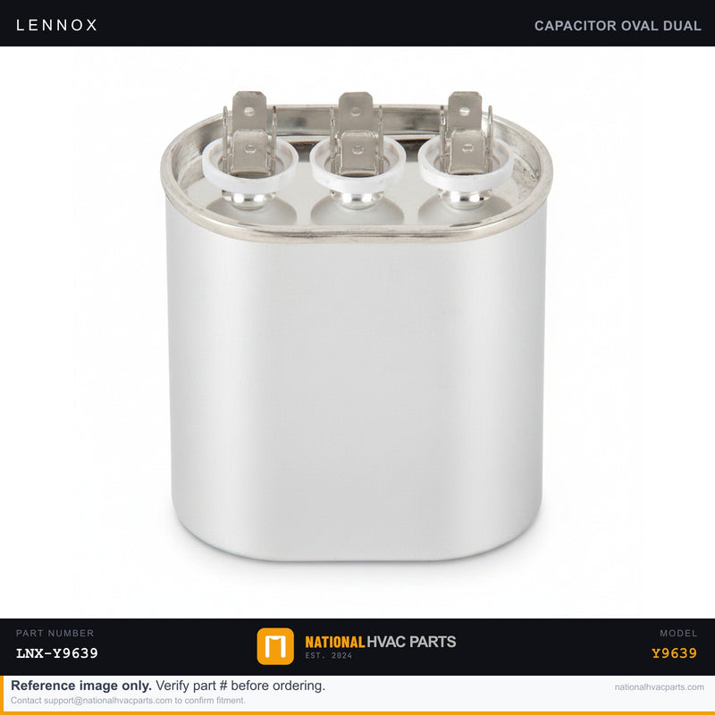 OEM Lennox Dual Run Capacitor 30+5 MFD 440V Oval — Y9639