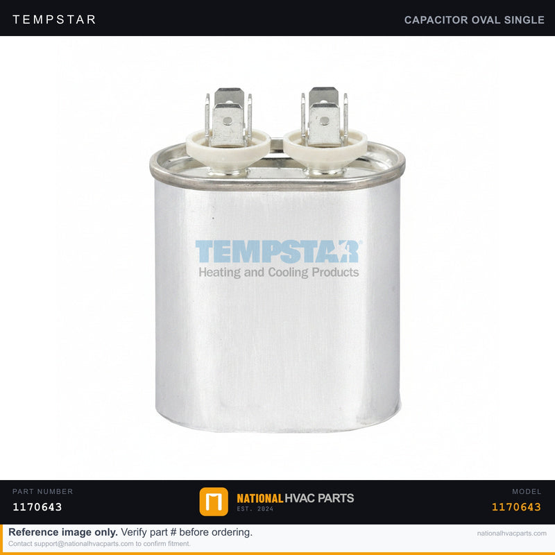 Tempstar Run Capacitor for T8MPT050B12B1 — 5 MFD 440V Oval | Ships Today