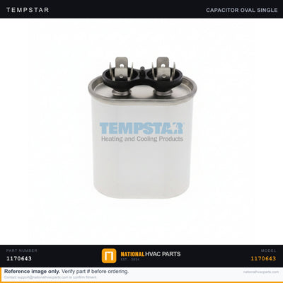 Tempstar Oval Run Capacitor for T9MPX060F12A2 — 7.5 MFD 370V | Ships Today